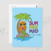 Mermaid Cute Briefkaart for Summer (Voorkant / Achterkant)