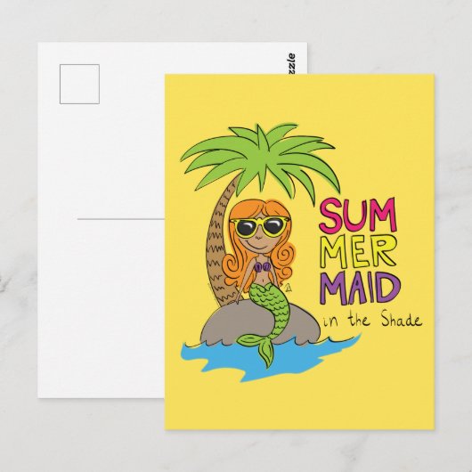 Mermaid Cute Briefkaart for Summer (Voorkant / Achterkant)