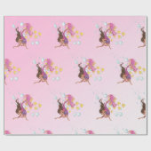 Mermaid Cute Bubbles Roze verpakkingspapier Cadeaupapier (Vlak)