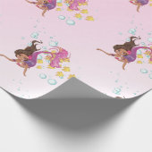 Mermaid Cute Bubbles Roze verpakkingspapier Cadeaupapier (Hoek)