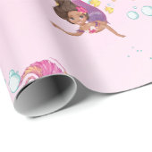 Mermaid Cute Bubbles Roze verpakkingspapier Cadeaupapier (Rol Hoek)