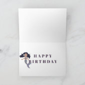 Mermaid Cute Dark Hair onder Zee Birthday Kaart (Binnen)