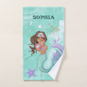 Mermaid Cute Dark Hair Starfish Green Personal Bad Handdoek (Handdoek)