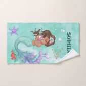Mermaid Cute Dark Hair Starfish Green Personal Bad Handdoek (Handdoek)
