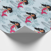 Mermaid Cute Girl Whimsical Snowflakes Cadeaupapier (Hoek)