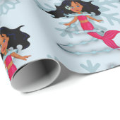 Mermaid Cute Girl Whimsical Snowflakes Cadeaupapier (Rol Hoek)