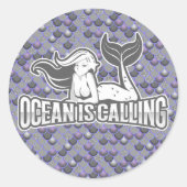 Mermaid Cute Gray Ronde Sticker (Voorkant)