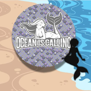 Mermaid Cute Gray Ronde Sticker