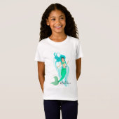 Mermaid Cute Green Girly T-Shirt (Voorkant volledig)
