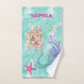 Mermaid Cute Green Starfish Personal Bad Handdoek (Handdoek)