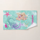 Mermaid Cute Green Starfish Personal Bad Handdoek (Handdoek)