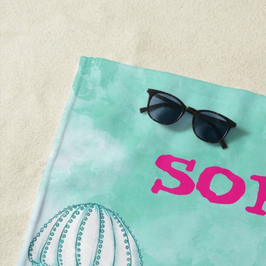 Mermaid Cute Green Starfish Personal Strandlaken (In situ)