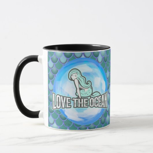 Mermaid Cute Love the Ocean BLUE Mok (Links)