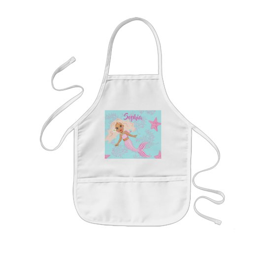 Mermaid Cute Pink Blue Girly Starfish Kinder Schort (Voorkant)