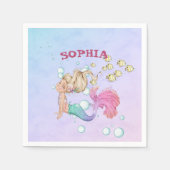 Mermaid Cute Pink Blue Personal Servet (Voorkant)