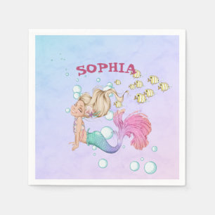 Mermaid Cute Pink Blue Personal Servet
