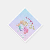 Mermaid Cute Pink Blue Personal Servet (Hoek)