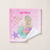Mermaid Cute Pink Starfish Personal Bath Bad Handdoek (Wasdoekje)