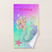 Mermaid Cute Pink Starfish Rainbow Personal Bad Handdoek (Handdoek)