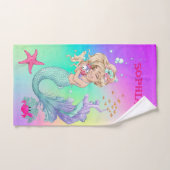Mermaid Cute Pink Starfish Rainbow Personal Bad Handdoek (Handdoek)