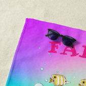 Mermaid Cute Rainbow Pink Starfish Dark Hair Strandlaken (In situ)