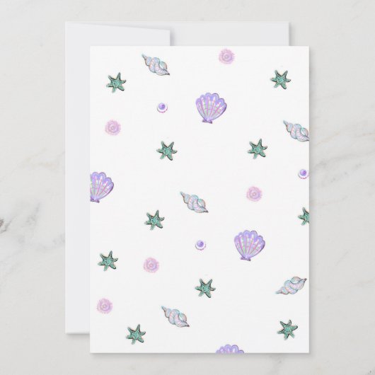 Mermaid Cute under the Zee Glitter Birthday Kaart (Achterkant)