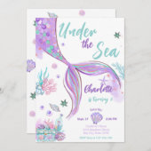 Mermaid Cute under the Zee Glitter Birthday Kaart (Voorkant / Achterkant)