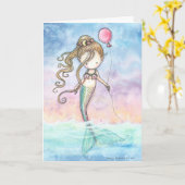 Mermaid Cutie Verjaardag Kaart (Gele Bloem)