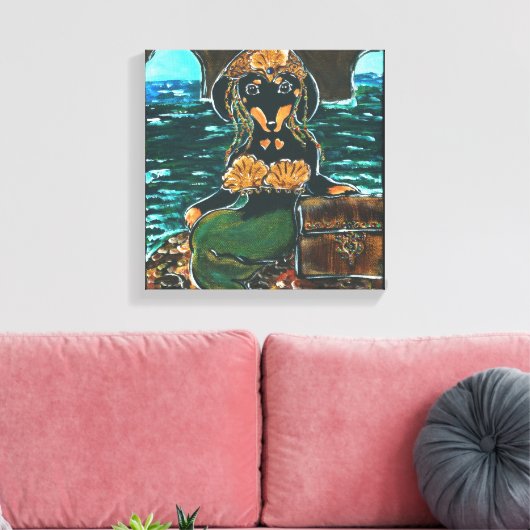 MERMAID DACHSHUND CANVAS AFDRUK (Insitu (Woonkamer))
