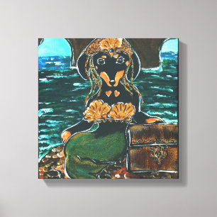 MERMAID DACHSHUND CANVAS AFDRUK