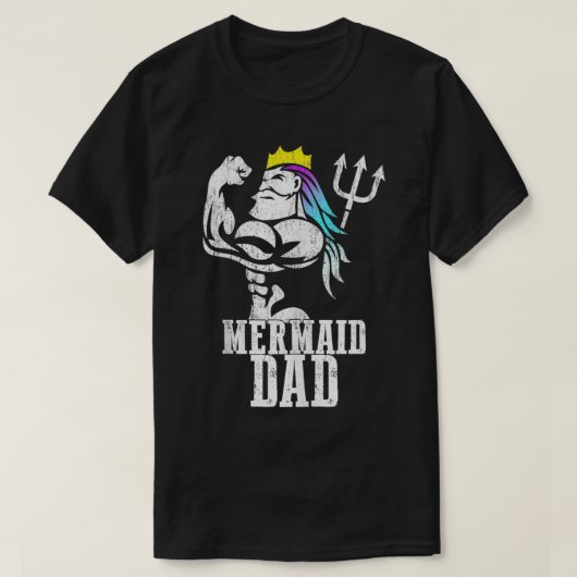 Mermaid Dad Pose Trident Merdad New Mer Dad Brothe T-shirt (Design voorkant)