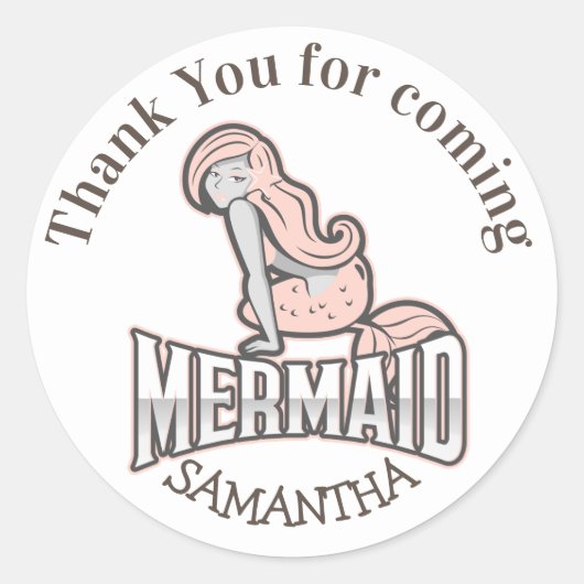 Mermaid Dank u voor uw klassieke rondetekker Ronde Sticker (Voorkant)