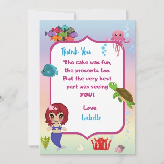 Mermaid Dankkaart Bedankkaart (Voorkant)