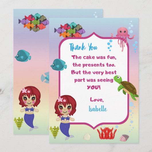 Mermaid Dankkaart Bedankkaart (Voorkant / Achterkant)
