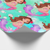 Mermaid Dark Hair Bubbles voor helder blauw cadeau Cadeaupapier (Hoek)