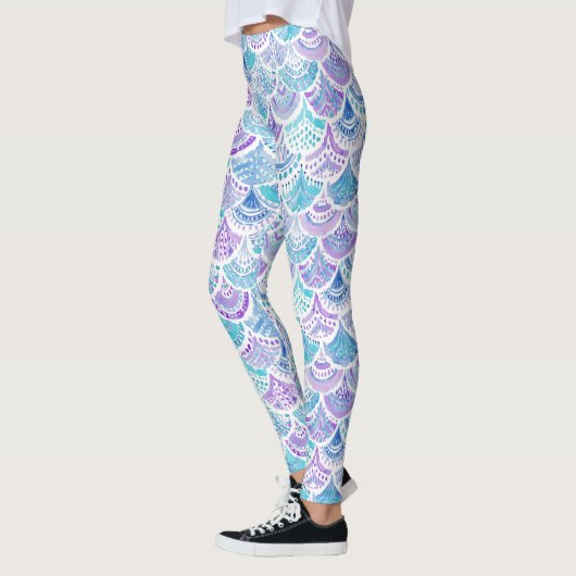 MERMAID DAYDREAMS Waterverf Boho Beach Fish Scale Leggings (Links)