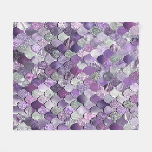 Mermaid Decor Fleece Blanket - Paarse Zeemeermin (Voorkant (Horizontaal))