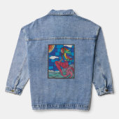 Mermaid Denim Jacket Stained Glass Style Artwork (Achterkant)
