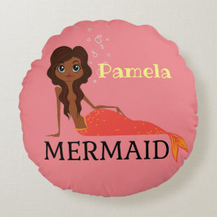 Mermaid Design personaliseren Rond Kussen
