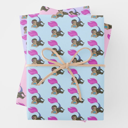 Mermaid Design Wrapping Paper Set (In situ)