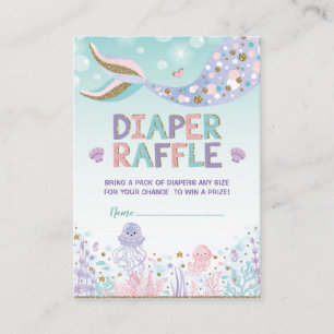 Mermaid Diaper Raffle Baby Girl Beach Zee Ocean Informatiekaartje