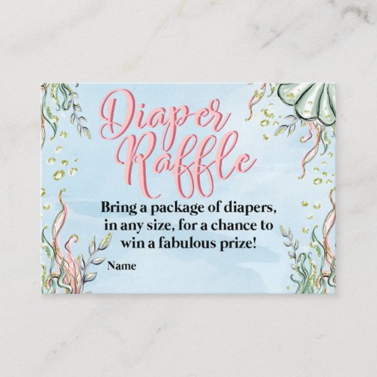 Mermaid Diaper Raffle-kaart Informatiekaartje (Voorkant)