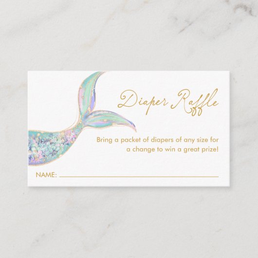 Mermaid Diaper Raffle Ticket Enclosure Card Informatiekaartje (Voorkant)