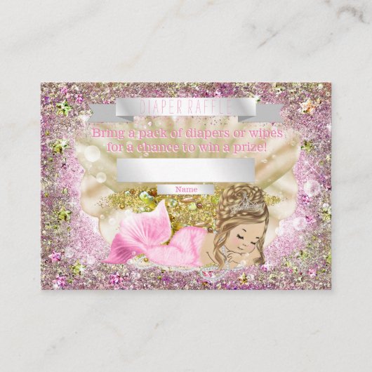 Mermaid Diaper Raffle Tickets Informatiekaartje (Voorkant)