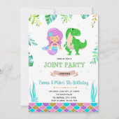 Mermaid dinosaur party-uitnodiging kaart (Voorkant)