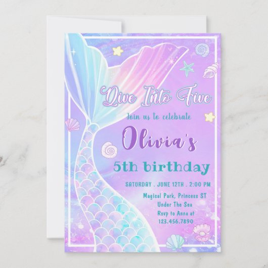 Mermaid Dive in Vijf Vijfde Dag Partij Kaart (Voorkant)