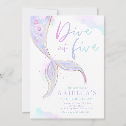 Mermaid Dive in Vijf Vijfde Dag Partij Kaart (Voorkant)