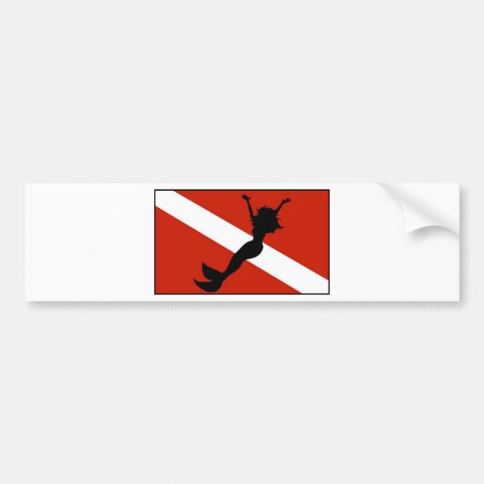 Mermaid Diver Flag Bumpersticker (Voorkant)