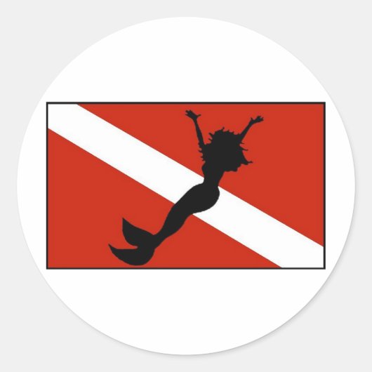 Mermaid Diver Flag Ronde Sticker (Voorkant)