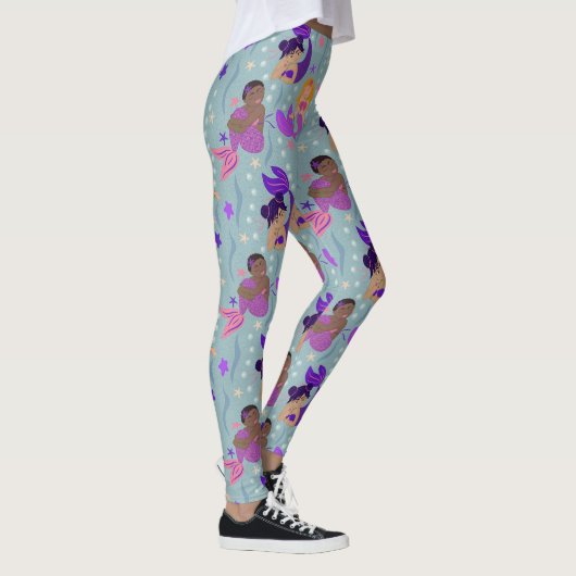 Mermaid Diversity Leggings - Roze, Paars, Aqua (Rechts)